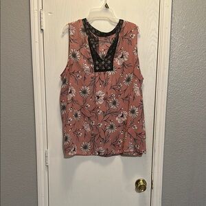 Pink Sleeveless Blouse with Bib Collar